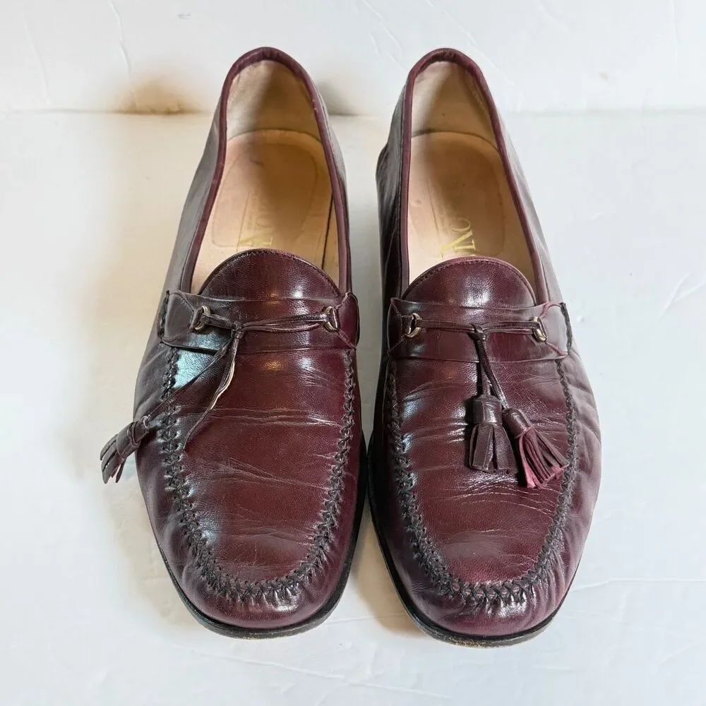 Bostonian Tassel Loafers Mens 11.5 Cherry Burgundy Leather Dress Shoes As Is
